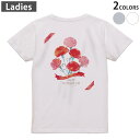 Tシャツ レディース バックプリント 半袖 ホワイト グレー デザイン M Lティーシャツ T shirt 012948 母の日 カーネーション 花