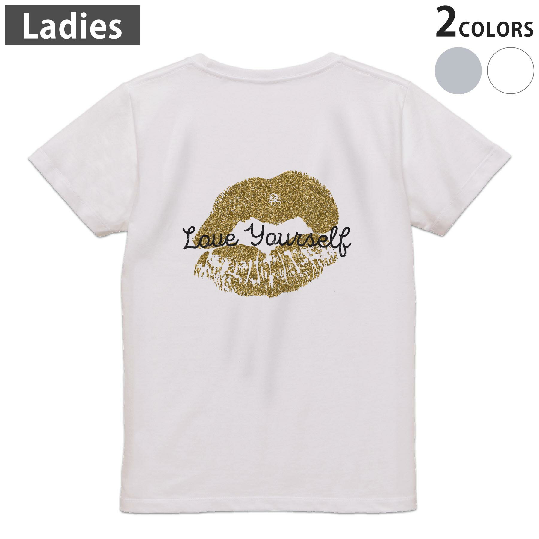 Tシャツ レディース バックプリント 半袖 ホワイト グレー デザイン M Lティーシャ...