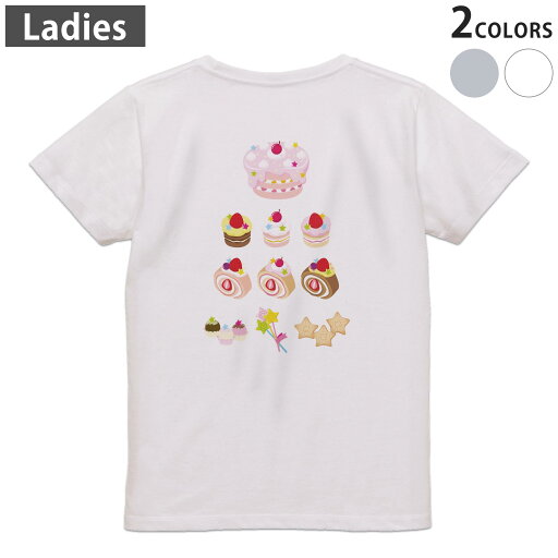 Tシャツ レディース バックプリント 半袖 ホワイト グレー デザイン M Lティーシャツ T shirt 013479 ケーキ お菓子 いちご Tシャツ レディース バックプリント 半袖 ホワイト グレー デザイン M Lティーシャツ T shirt 013479 ケーキ お菓子 いちご