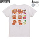 Tシャツ レディース バックプリント 半袖 ホワイト グレー デザイン M Lティーシャツ T shirt 013765 シーサー 沖縄 ハイビスカス