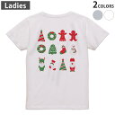 Tシャツ レディース バックプリント 半袖 ホワイト グレー デザイン M Lティーシャツ T shirt 013797 クリスマス サンタ トナカイ(4)