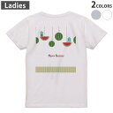 Tシャツ レディース バックプリント 半袖 ホワイト グレー デザイン M Lティーシャツ T shirt 014100 夏 スイカ 鳥(4)