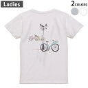Tシャツ レディース バックプリント 半袖 ホワイト グレー デザイン M Lティーシャツ T shirt 014435 自転車 おしゃれ