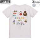 Tシャツ レディース バックプリント 半袖 ホワイト グレー デザイン M Lティーシャツ T shirt 015270 こどもの日 鯉のぼり 兜 熊