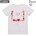 Tシャツ レディース バックプリント 半袖 ホワイト グレー デザイン M Lティーシャツ T shirt 015313 母の日 バラ 花 母 カーネーション
