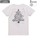 Tシャツ レディース バックプリント 半袖 ホワイト グレー デザイン M Lティーシャツ T shirt 015351 星 クリスマス ツリー 英字