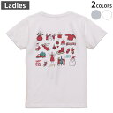 Tシャツ レディース バックプリント 半袖 ホワイト グレー デザイン M Lティーシャツ T shirt 015488 クリスマス サンタクロース