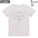 Tシャツ レディース バックプリント 半袖 ホワイト グレー デザイン M Lティーシャツ T shirt 015544 傘 雨