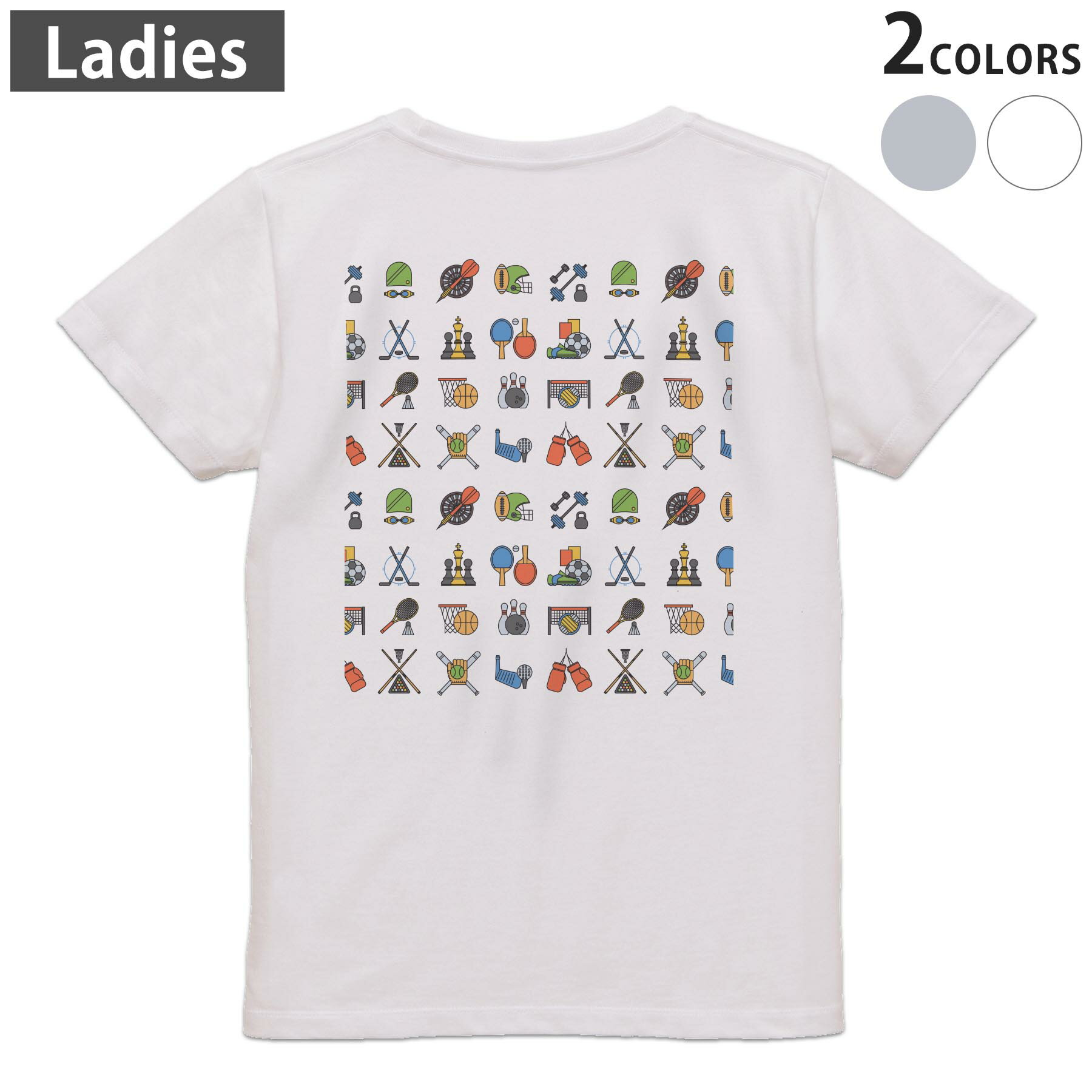 Tシャツ レディース バックプリント 半袖 ホワイト グレー デザイン M Lティーシャツ T shirt 015712 野球 運動 球技
