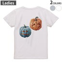 Tシャツ レディース バックプリント 半袖 ホワイト グレー デザイン M Lティーシャツ T shirt 015839 ハロウィン かぼちゃ halloween(4)