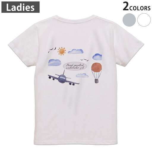 Tシャツ レディース バックプリント 半袖 ホワイト グレー デザイン M Lティーシャツ T shirt 016078 飛行機 空 風景 Tシャツ レディース バックプリント 半袖 ホワイト グレー デザイン M Lティーシャツ T shirt 016078 飛行機 空 風景