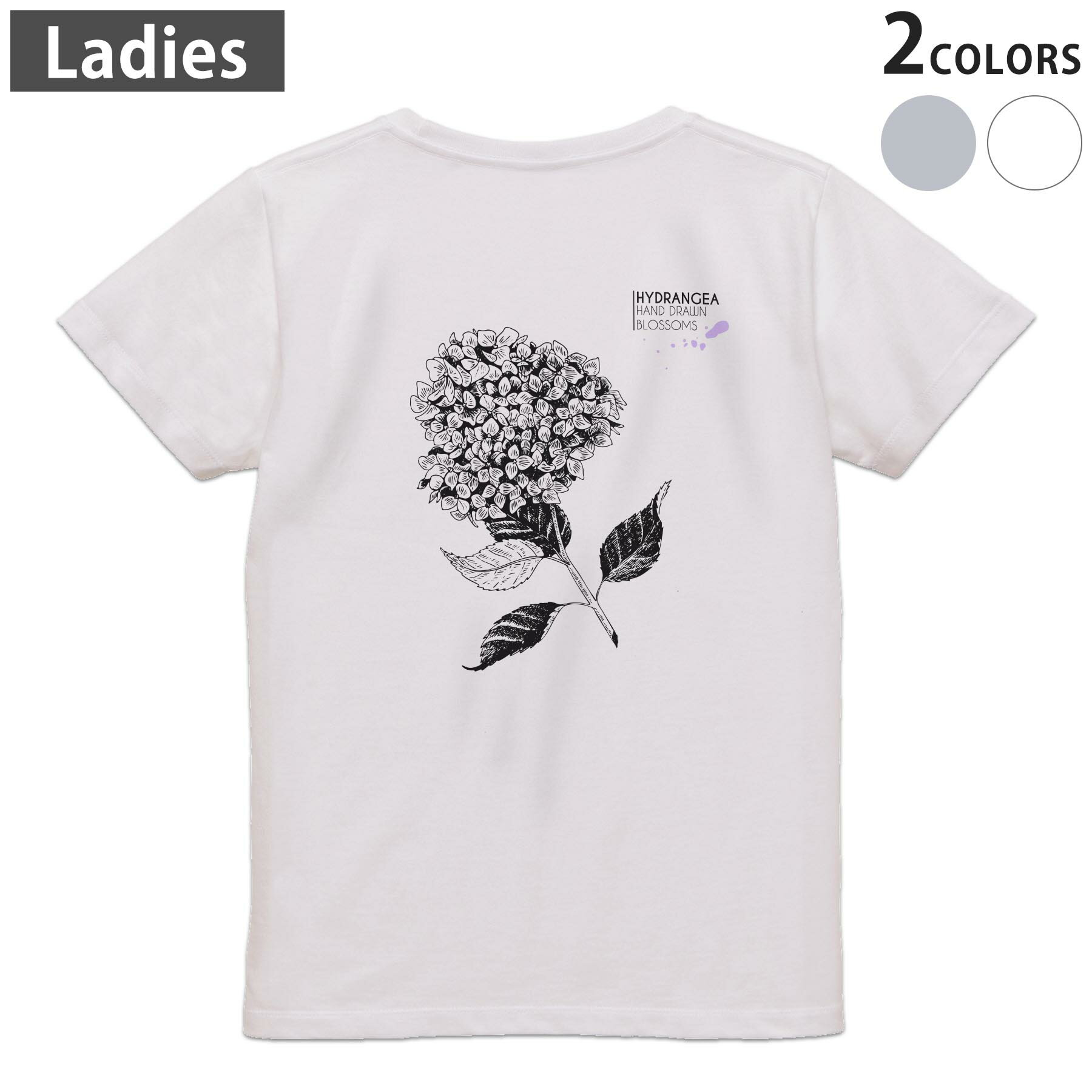 Tシャツ レディース バックプリント 半袖 ホワイト グレー デザイン M Lティーシャツ T shirt 016330 傘 梅雨 モノクロ