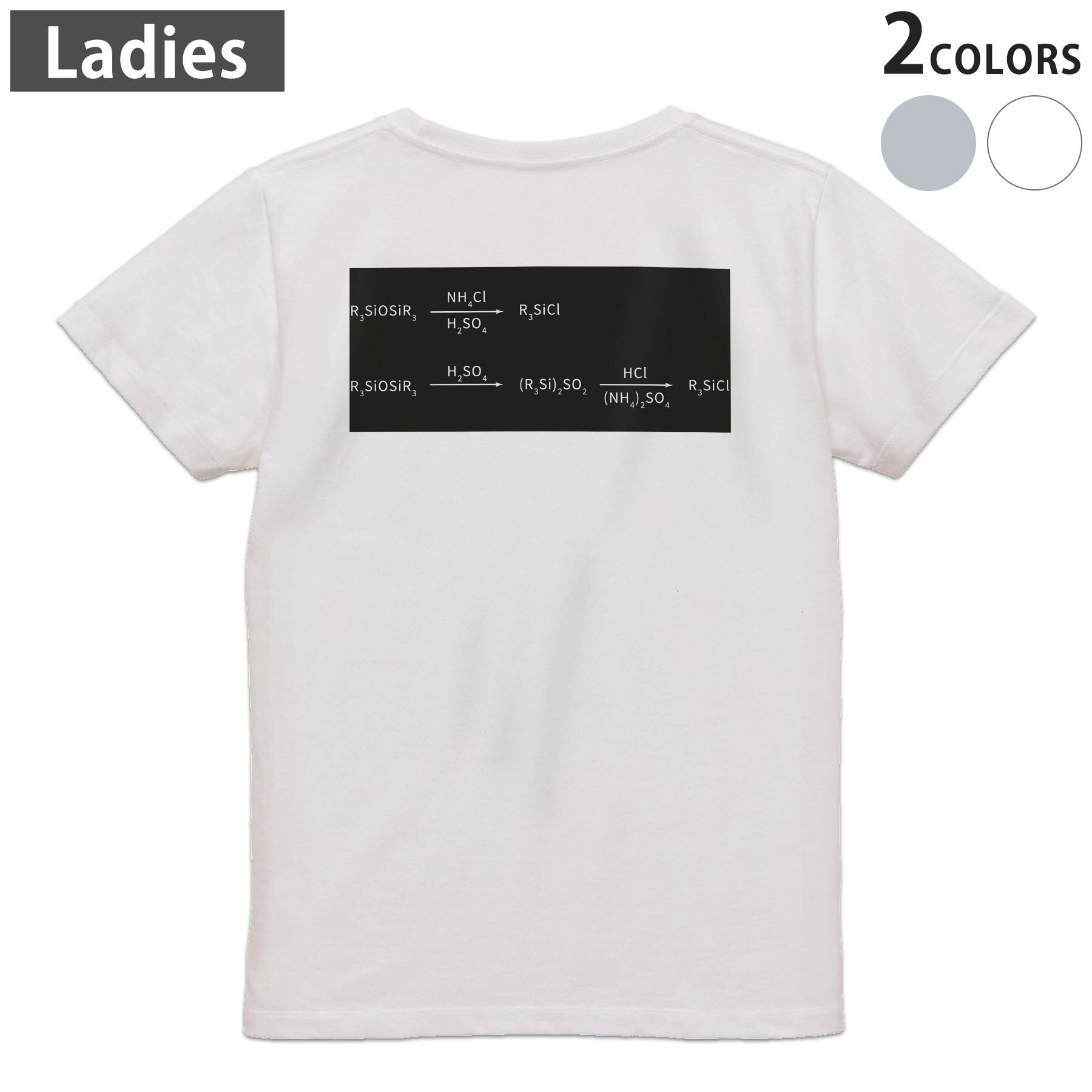 American Casual - Tシャツ レディース バックプリント 半袖 ホワイト グレー デザイン M Lティーシャツ T shirt 017712 Chemical 化学式
