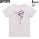 Tシャツ レディース バックプリント 半袖 ホワイト グレー デザイン M Lティーシャツ T shirt 017780 鯉のぼり 子供の日
