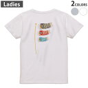 Tシャツ レディース バックプリント 半袖 ホワイト グレー デザイン M Lティーシャツ T shirt 017786 こいのぼり 鯉のぼり