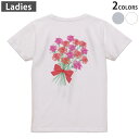 Tシャツ レディース バックプリント 半袖 ホワイト グレー デザイン M Lティーシャツ T shirt 017802 カーネーション 母の日
