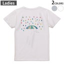 Tシャツ レディース バックプリント 半袖 ホワイト グレー デザイン M Lティーシャツ T shirt 017808 傘 雨 梅雨 rainy