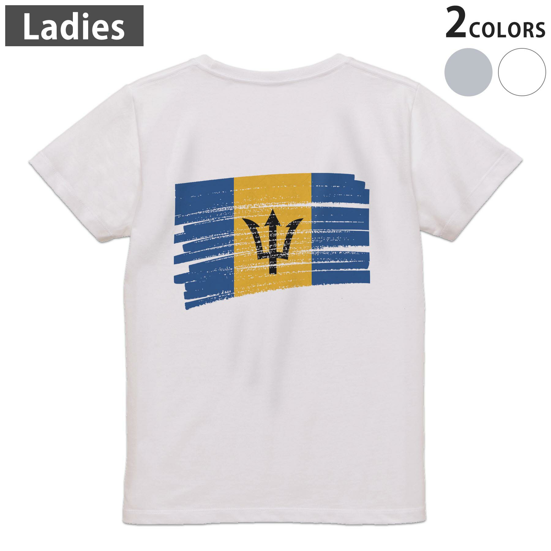 Other - Tシャツ レディース バックプリント 半袖 ホワイト グレー デザイン M Lティーシャツ T shirt 018394 barbados バルバドス