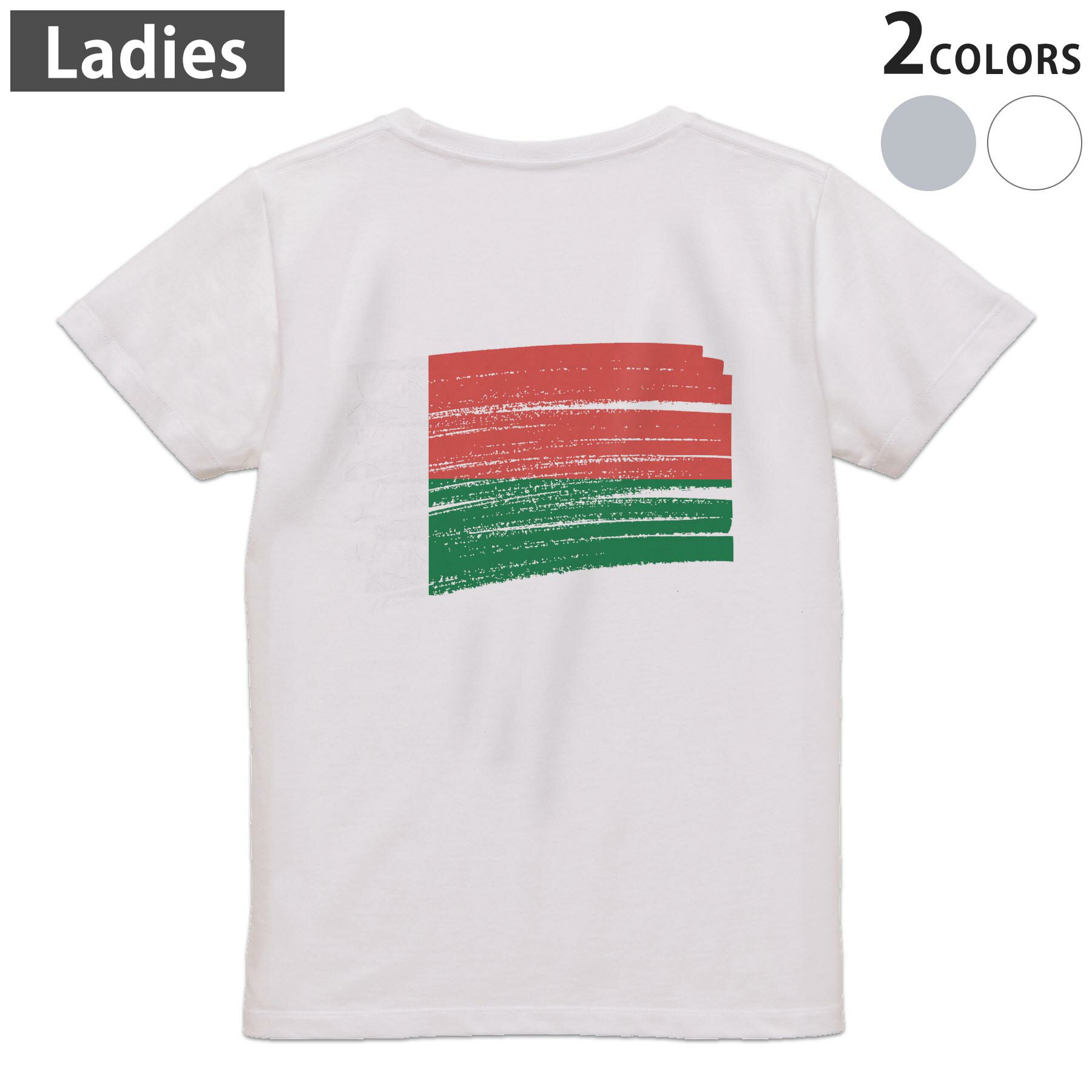 Tシャツ レディース バックプリント 半袖 ホワイト グレー デザイン M Lティーシャツ T shirt 018497 madagascar マダガスカル