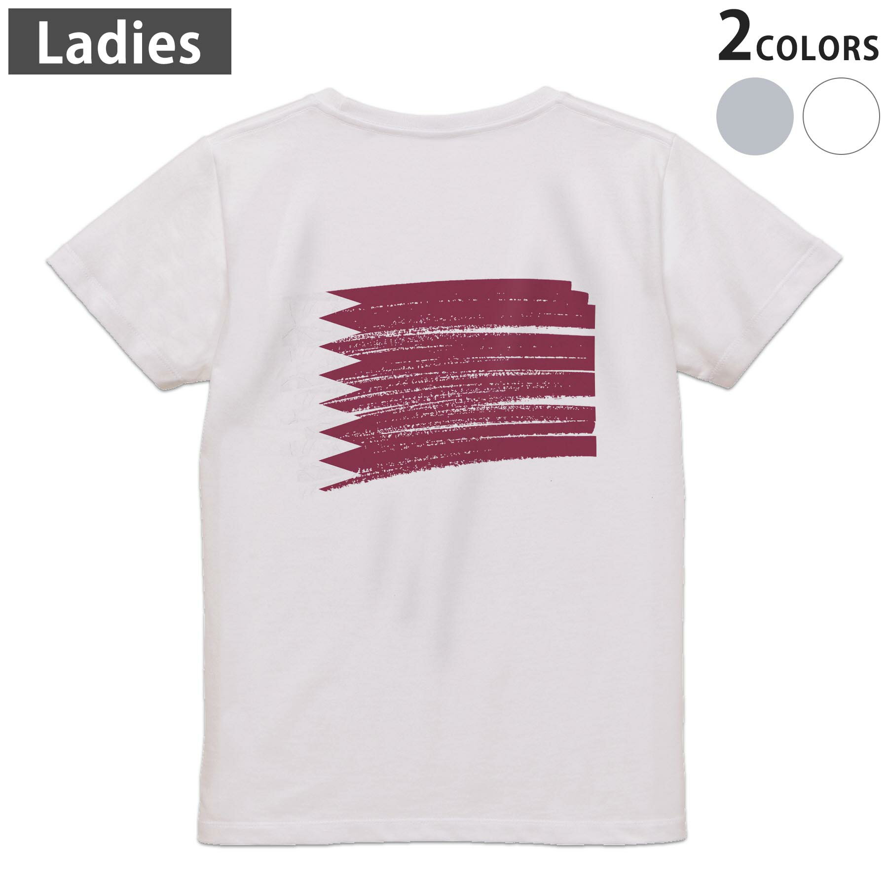 Military - Tシャツ レディース バックプリント 半袖 ホワイト グレー デザイン M Lティーシャツ T shirt 018541 qatar カタール