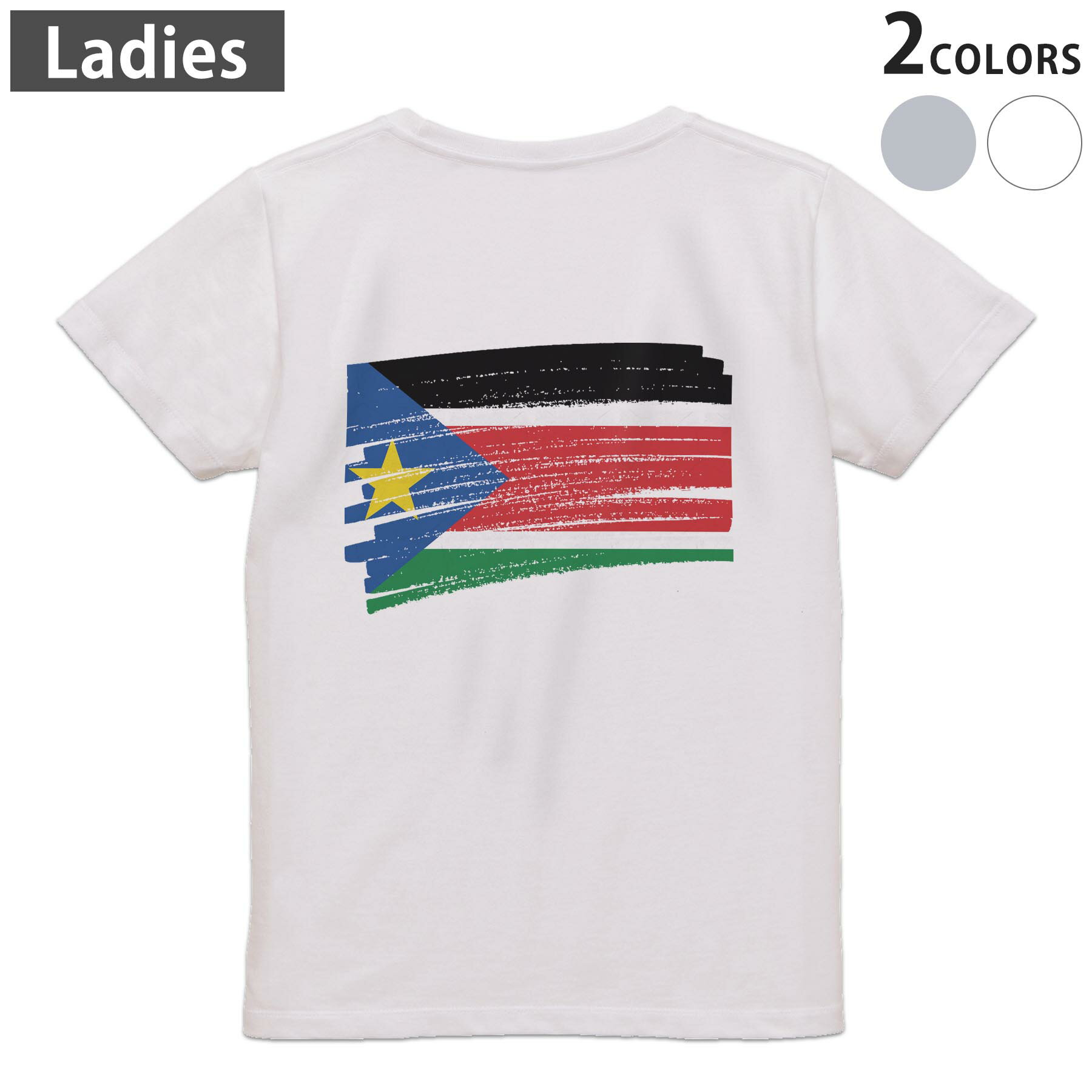 Other - Tシャツ レディース バックプリント 半袖 ホワイト グレー デザイン M Lティーシャツ T shirt 018565 south-sudan 南スーダン