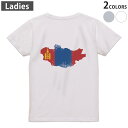 Tシャツ レディース バックプリント 半袖 ホワイト グレー デザイン M Lティーシャツ T shirt 018890 mongolia モンゴル