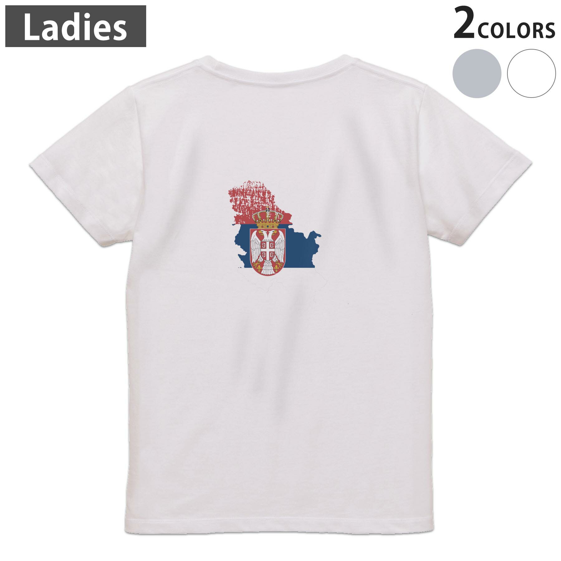 Tシャツ レディース バックプリント 半袖 ホワイト グレー デザイン M Lティーシャツ T shirt 018942 serbia セルビアのサムネイル