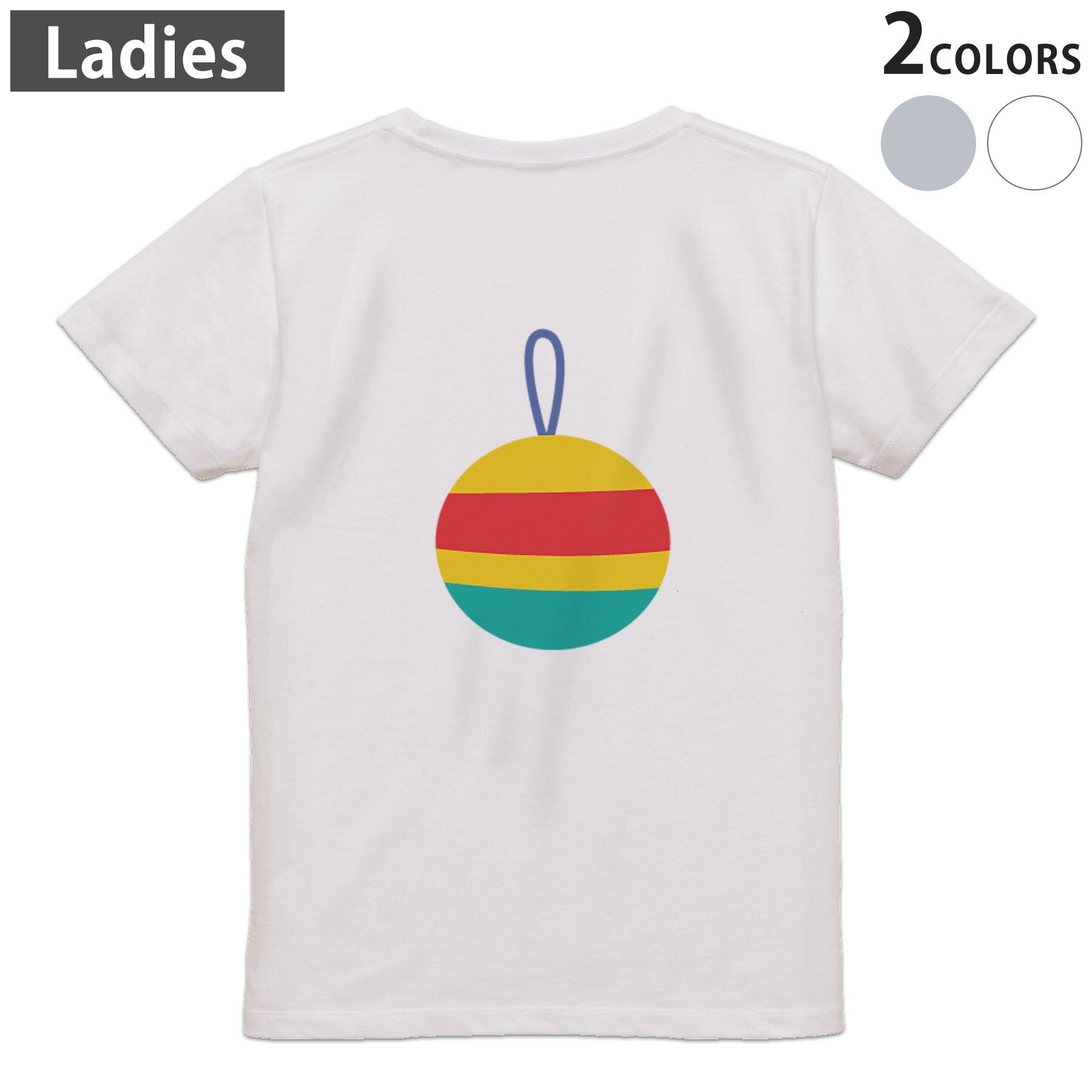 Other - Tシャツ レディース バックプリント 半袖 ホワイト グレー デザイン M Lティーシャツ T shirt 019036 アイコン クリスマス