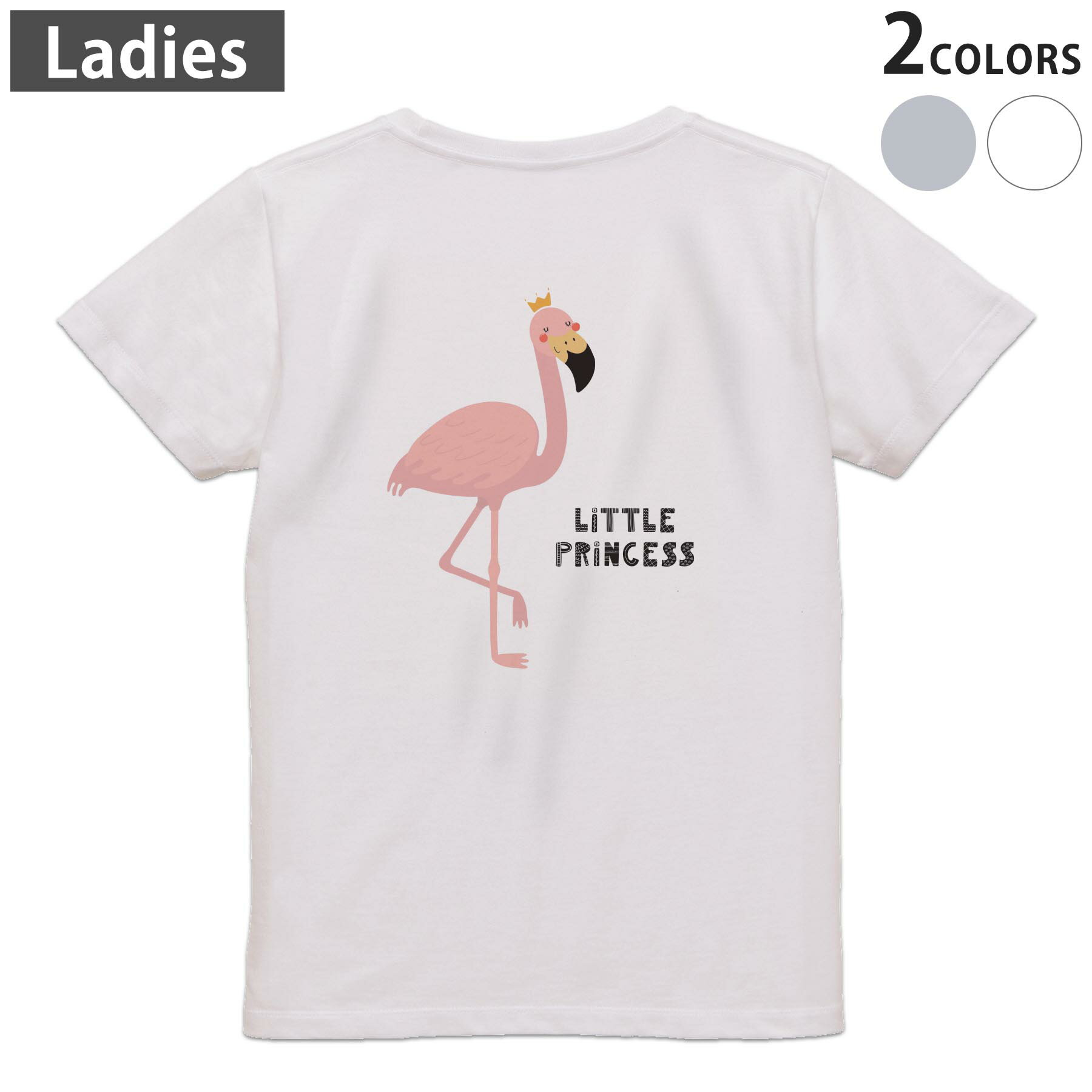 Print - Tシャツ レディース バックプリント 半袖 ホワイト グレー デザイン M Lティーシャツ T shirt 019100 アニマル キッズ