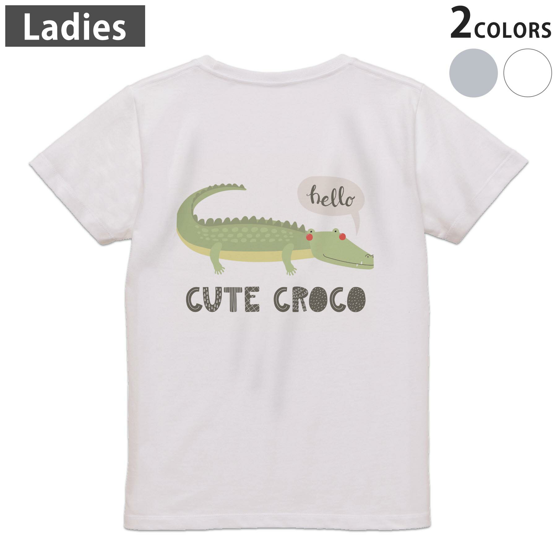 Tシャツ レディース バックプリント 半袖 ホワイト グレー デザイン M Lティーシャツ T shirt 019104 アニマル キッズ