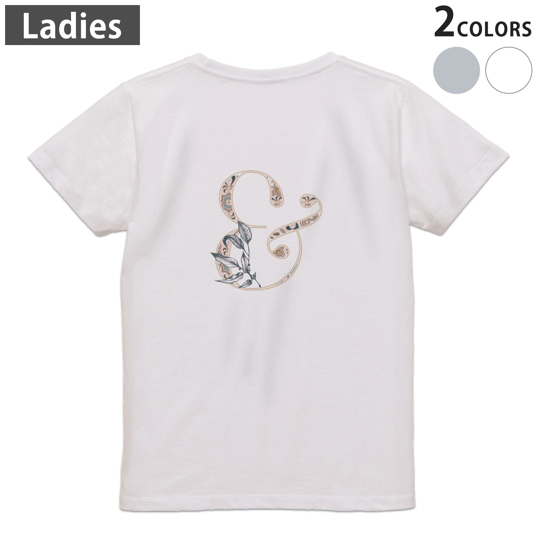 Tシャツ レディース バックプリント 半袖 ホワイト グレー デザイン M Lティーシャツ T shirt 019144 文字 & アルファベット(4)