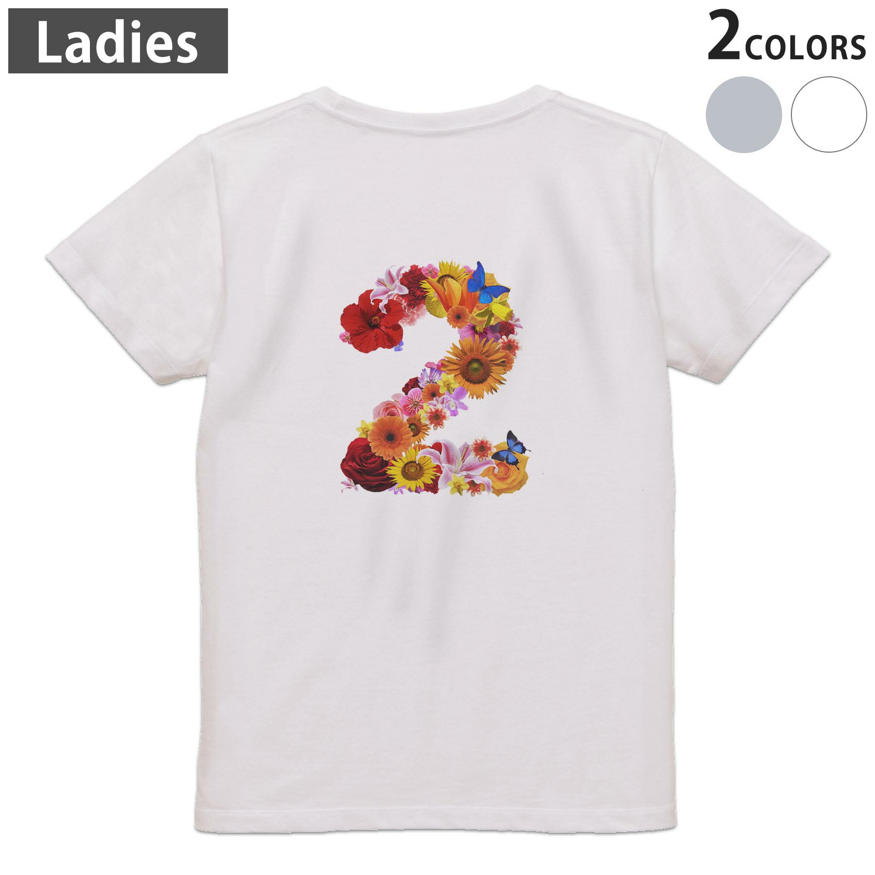 Tシャツ レディース バックプリント 半袖 ホワイト グレー デザイン M Lティーシャツ T shirt 019298 文字 2(4.0)