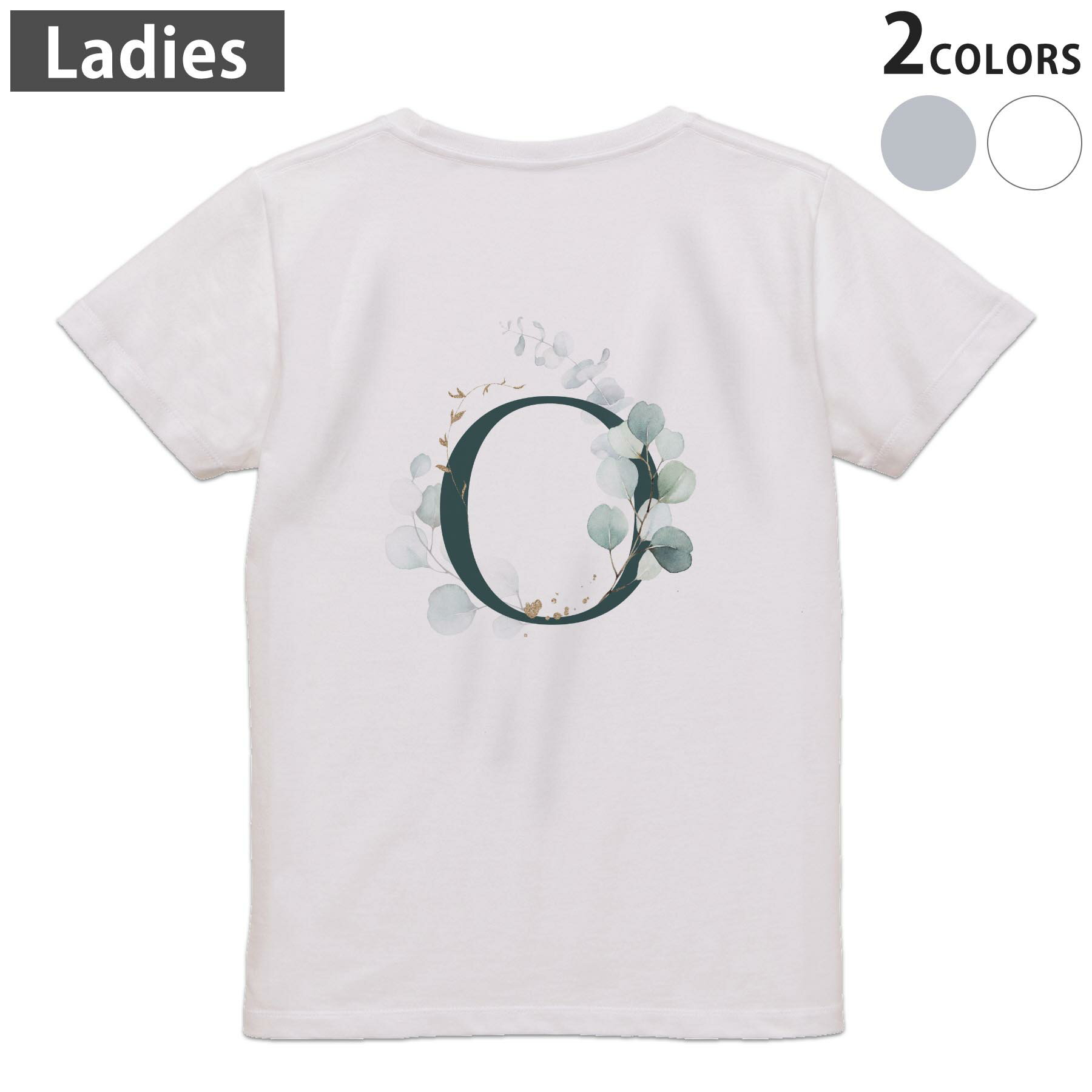 Other - Tシャツ レディース バックプリント 半袖 ホワイト グレー デザイン M Lティーシャツ T shirt 019393 文字 o アルファベット