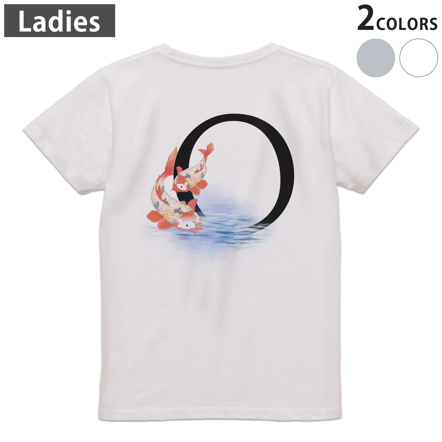 Tシャツ レディース バックプリント 半袖 ホワイト グレー デザイン M Lティーシャツ T shirt 019457 文字 o アルファベット(4.0)