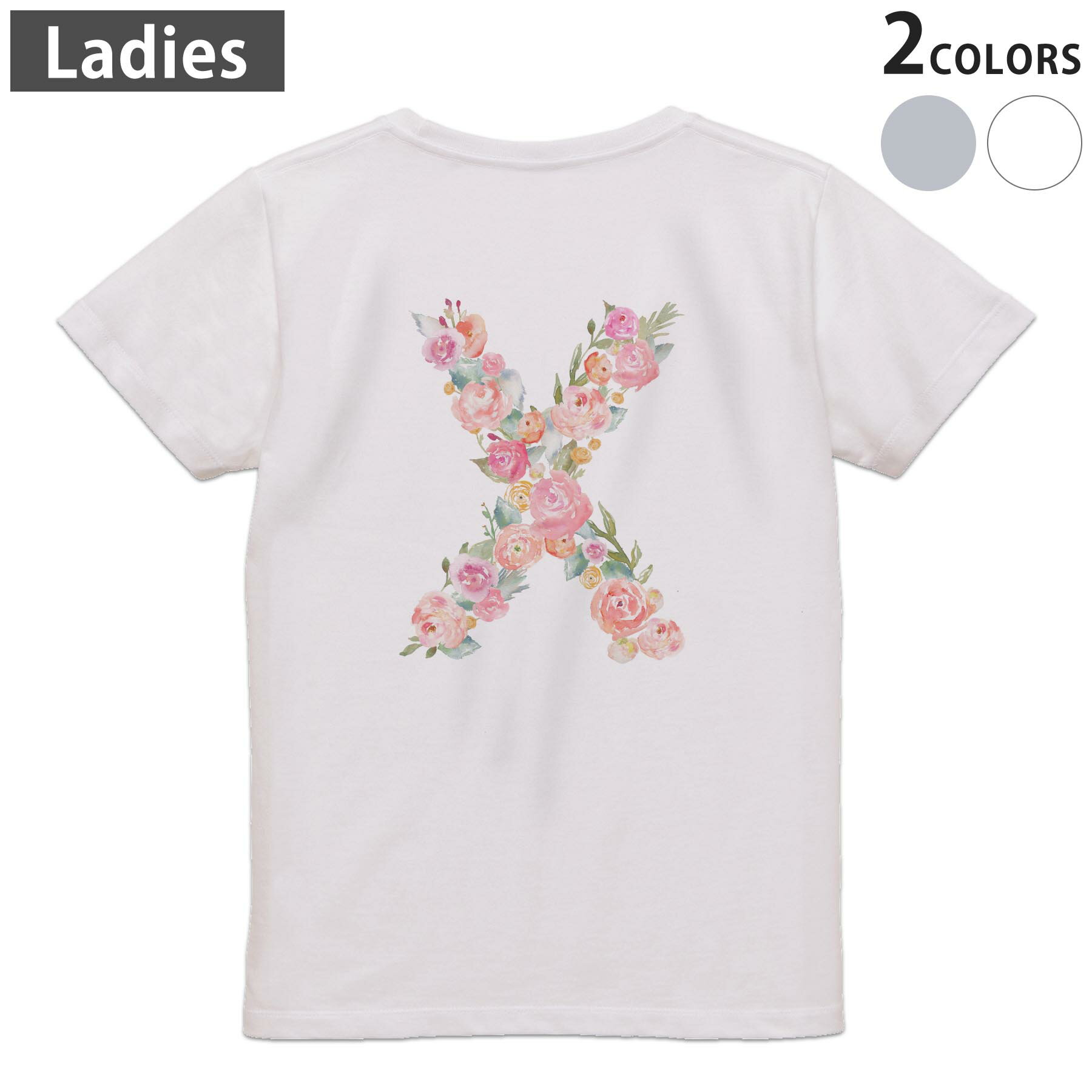 Other - Tシャツ レディース バックプリント 半袖 ホワイト グレー デザイン M Lティーシャツ T shirt 019517 文字 x アルファベット