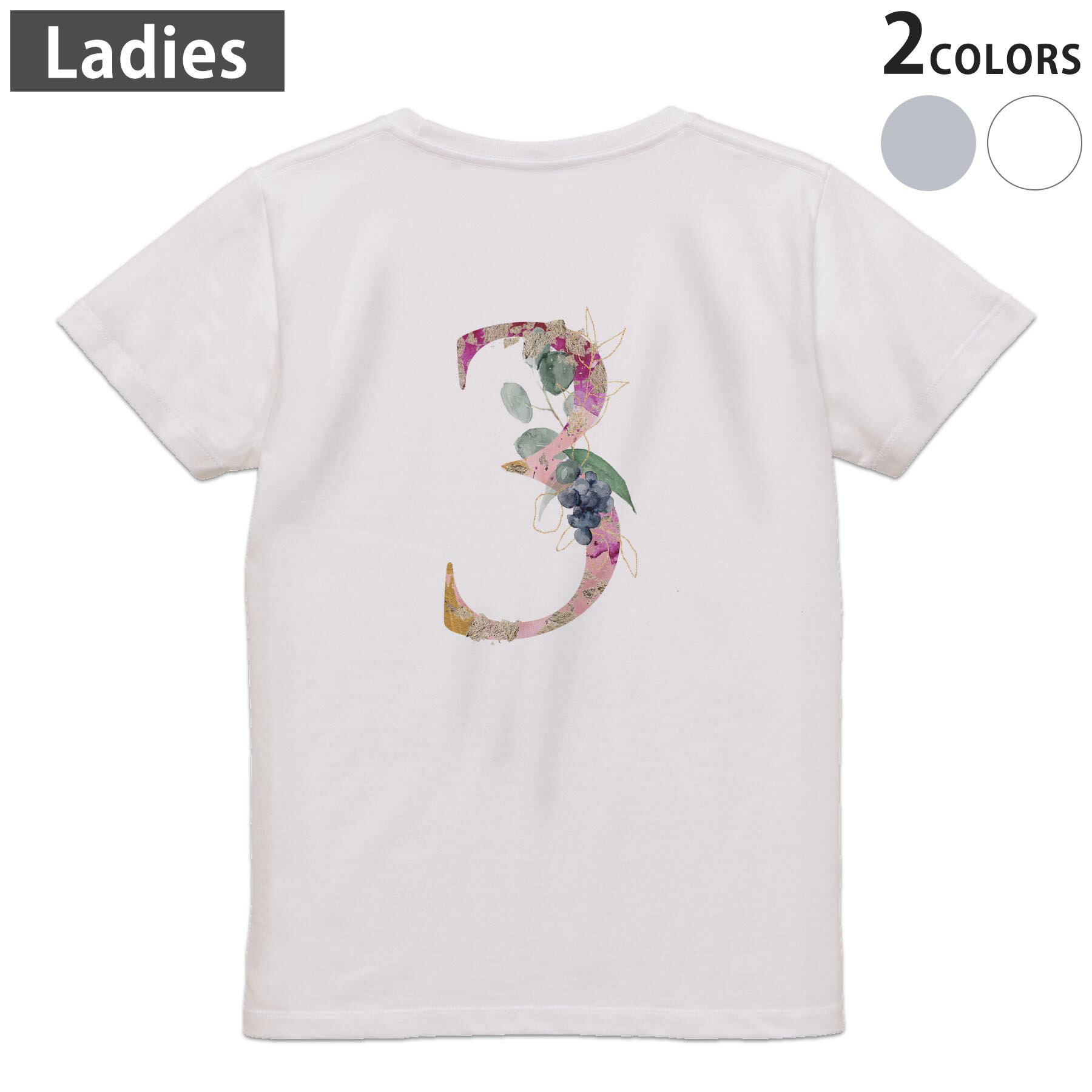 Print - Tシャツ レディース バックプリント 半袖 ホワイト グレー デザイン M Lティーシャツ T shirt 019682 文字 3