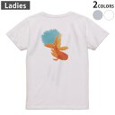 Tシャツ レディース バックプリント 半袖 ホワイト グレー デザイン M Lティーシャツ T shirt 019752 金魚 Goldfish 魚(4)
