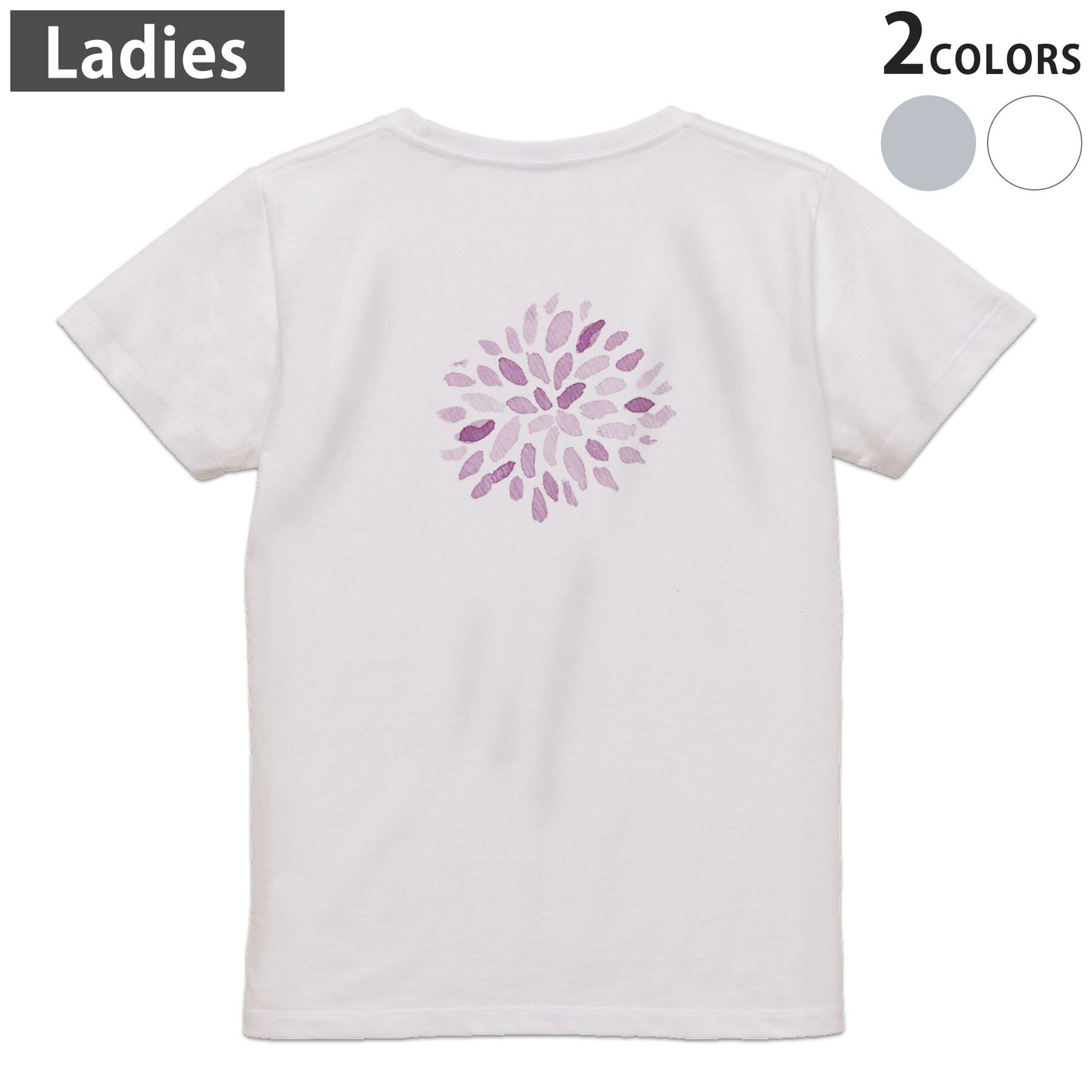 Tシャツ レディース バックプリント 半袖 ホワイト グレー デザイン M Lティーシャツ T shirt 019760 夏 打ち上げ花火 firework