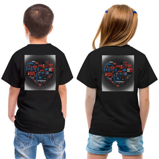 tシャツ キッズ バックプリント 半袖 黒地 ブラック デザイン 90 100 110 120 130 140 150 Tシャツ ティーシャツ T shirt 001185 ハート 街 イギリス tシャツ キッズ バックプリント 半袖 黒地 ブラック デザイン 90 100 110 120 130 140 150 Tシャツ ティーシャツ T shirt 001185 ハート 街 イギリス