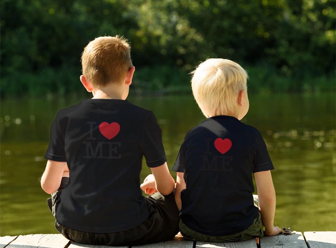 tシャツ キッズ バックプリント 半袖 黒地 ブラック デザイン 90 100 110 120 130 140 150 Tシャツ ティーシャツ T shirt 000922 英語　ハート