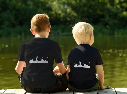 tシャツ キッズ バックプリント 半袖 黒地 ブラック デザイン 90 100 110 120 130 140 150 Tシャツ ティーシャツ T shirt 009579 動物 うさぎ 鳥