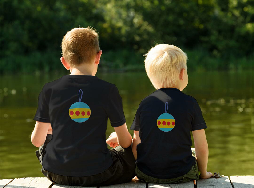 tシャツ キッズ バックプリント 半袖 黒地 ブラック デザイン 90 100 110 120 130 140 150 Tシャツ ティーシャツ T shirt 019037 アイコン クリスマス