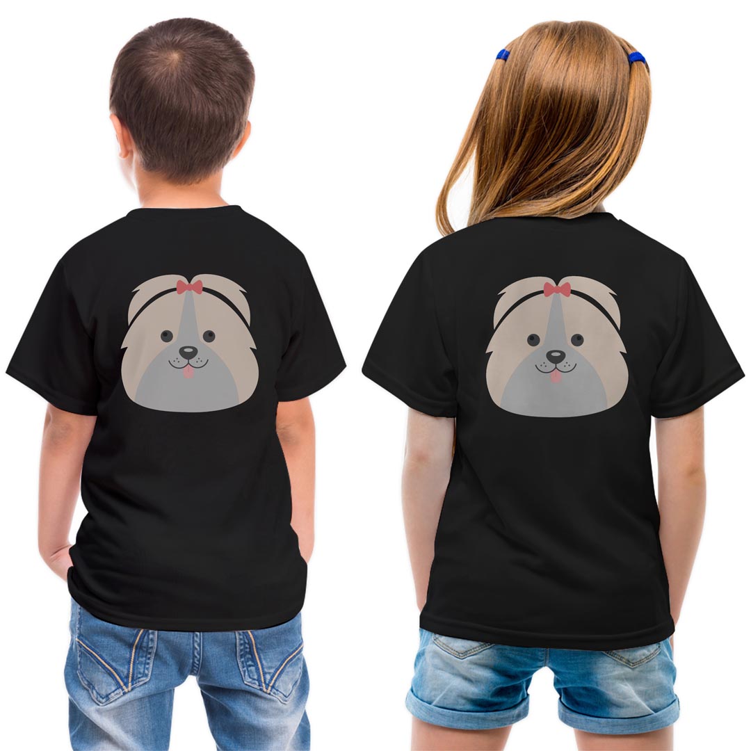 tシャツ キッズ バックプリント 半袖 黒地 ブラック デザイン 90 100 110 120 130 140 150 Tシャツ ティーシャツ T shirt 022580 犬 dog かわいい