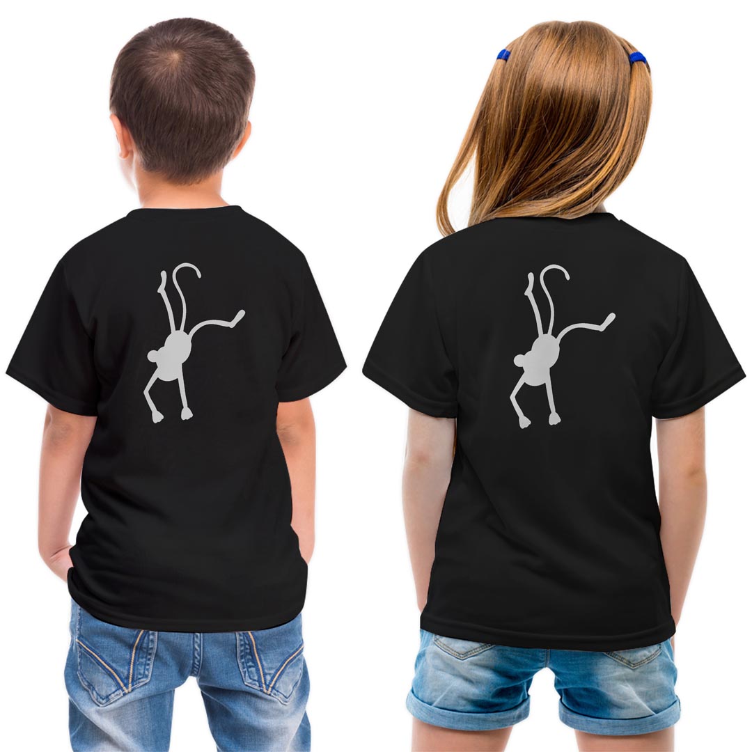 tシャツ キッズ バックプリント 半袖 黒地 ブラック デザイン 90 100 110 120 130 140 150 Tシャツ ティーシャツ T shirt 026224 動物 サル 猿 シルエット