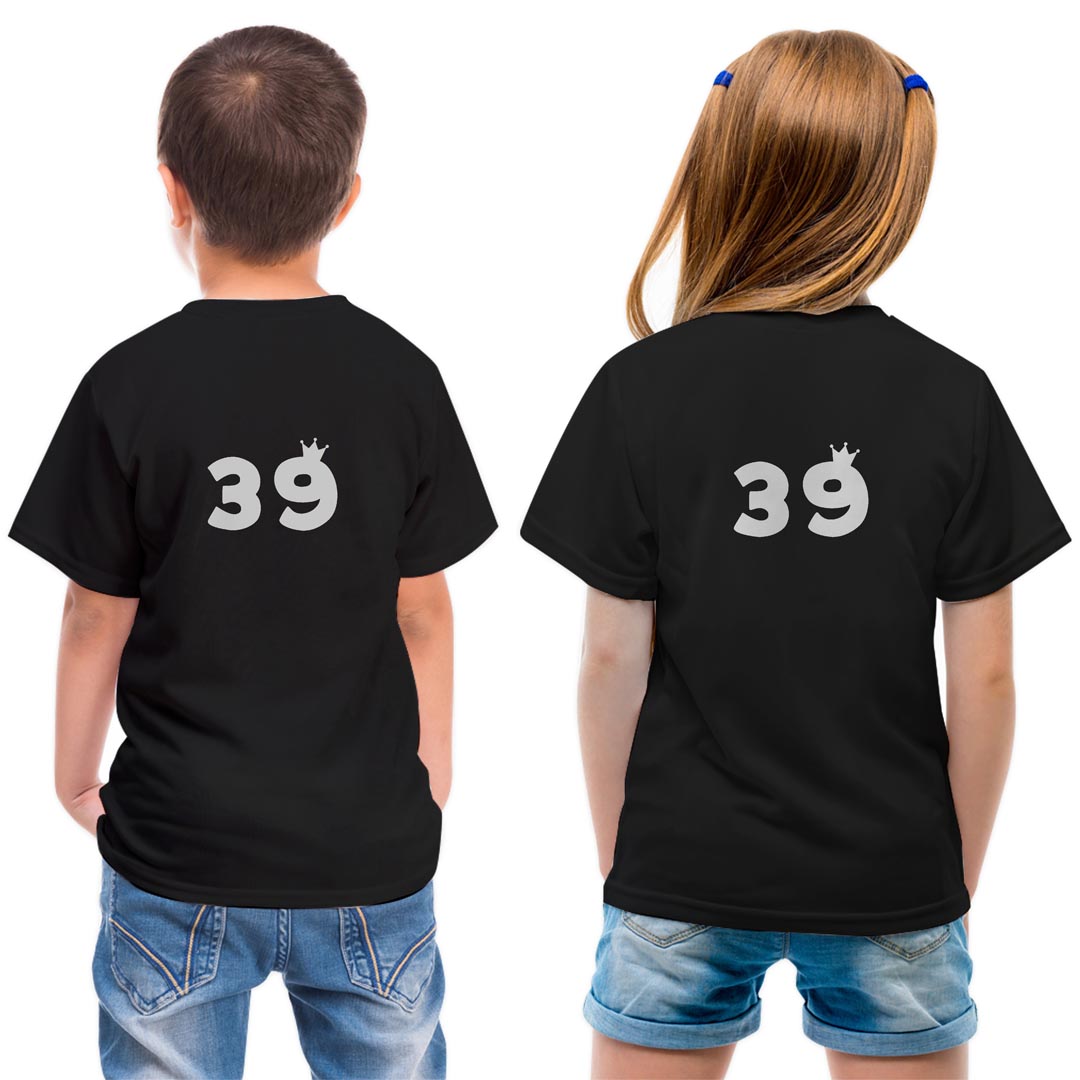 tシャツ キッズ バックプリント 半袖 黒地 ブラック デザイン 90 100 110 120 130 140 150 Tシャツ ティーシャツ T shirt 031970 誕生日 記念日 39 歳