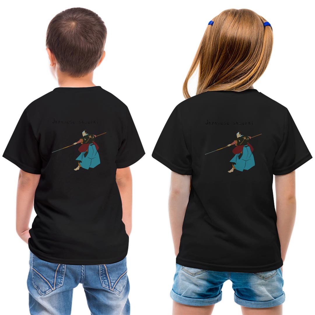 Other - tシャツ キッズ バックプリント 半袖 黒地 ブラック デザイン 90 100 110 120 130 140 150 Tシャツ ティーシャツ T shirt 032040 侍 日本 浮世絵