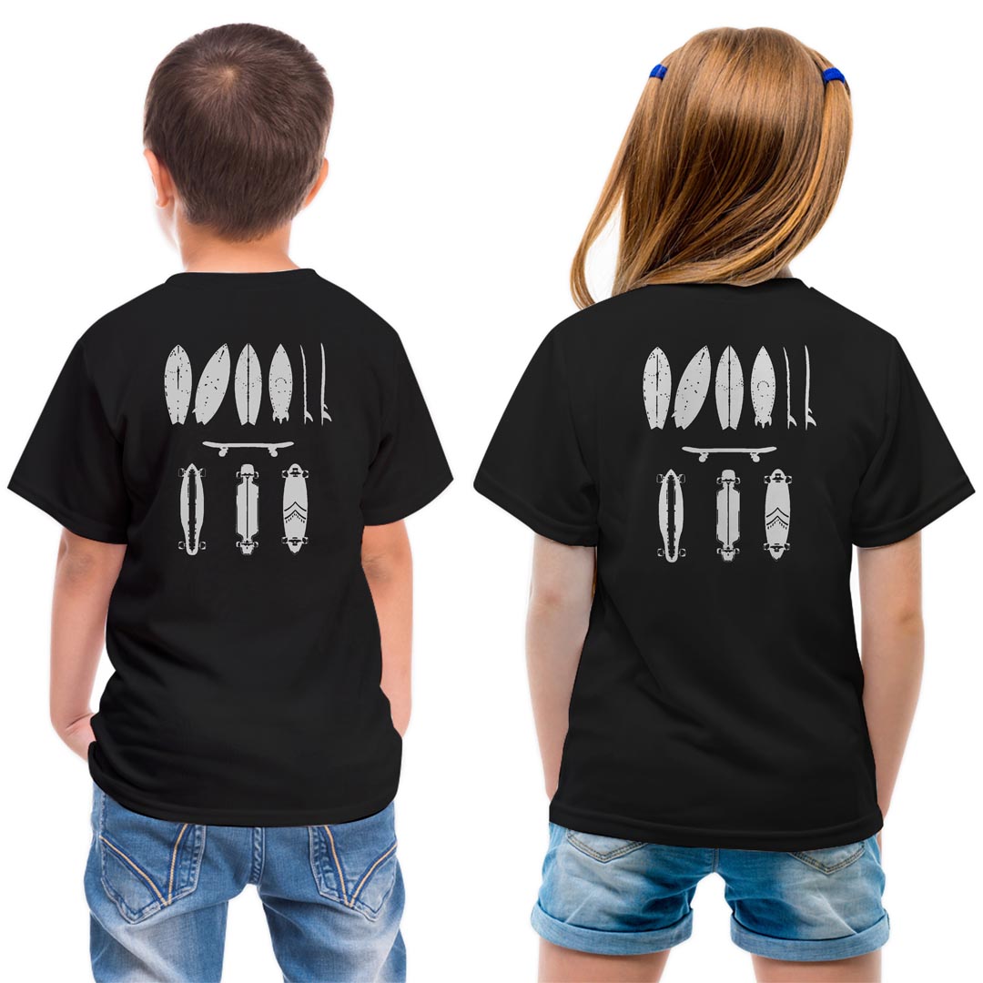 tシャツ キッズ バックプリント 半袖 黒地 ブラック デザイン 90 100 110 120 130 140 150 Tシャツ ティーシャツ T shirt 032170 サーフボード ボード
