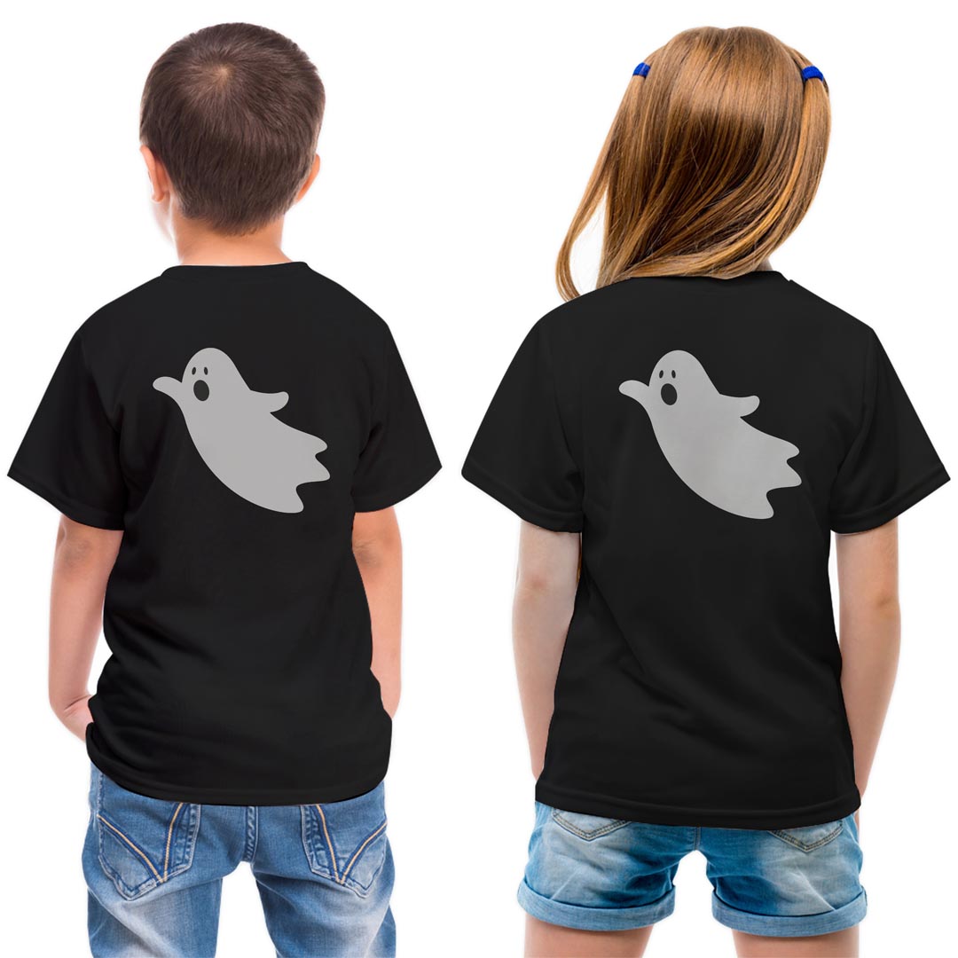 tシャツ キッズ バックプリント 半袖 黒地 ブラック デザイン 90 100 110 120 130 140 150 Tシャツ ティーシャツ T shirt 032640 おばけ かわいい