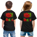tシャツ キッズ バックプリント 半袖 黒地 ブラック デザイン 90 100 110 120 130 140 150 Tシャツ ティーシャツ T shirt 004235 苺 イラスト シンプル