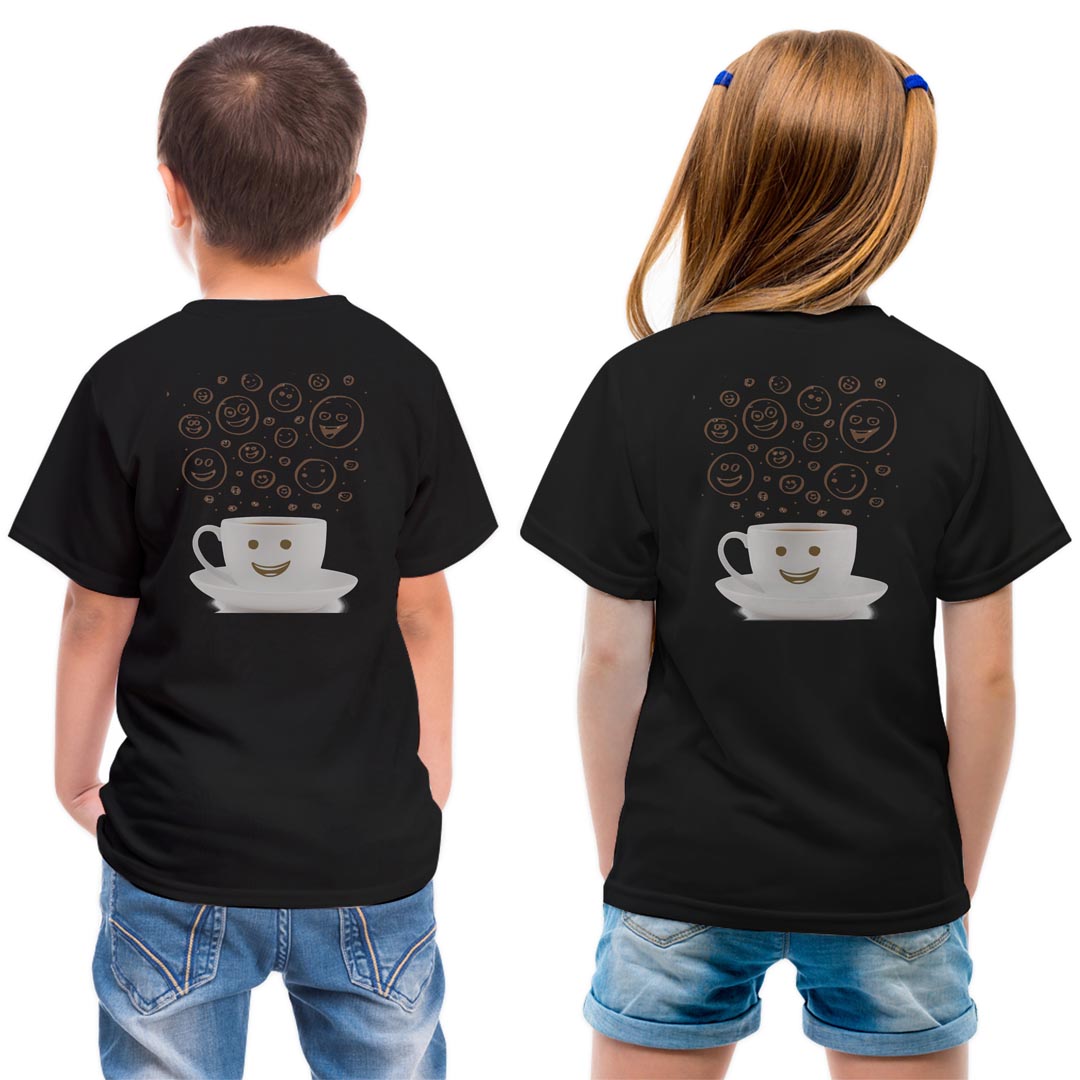 Character - tシャツ キッズ バックプリント 半袖 黒地 ブラック デザイン 90 100 110 120 130 140 150 Tシャツ ティーシャツ T shirt 004586 イラスト　キャラクター